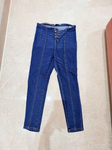Blue Denim Jeans with button up