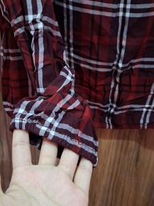 Red Plaid Long Sleeve Top