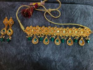 Heavy Elegant Gold Plated Kundan Necklace Set
