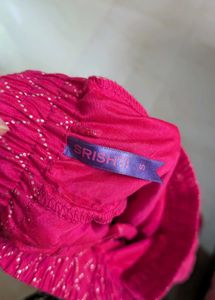 Vibrant Pink Ethnic Skirt with Black Border