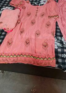 Elegant Peach Kurta Set with Dupatta