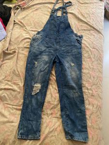 Distressed Denim Overalls