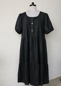 Tiered Puff Sleeve Black Dress🌻🖤