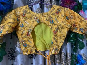 Embroidered Yellow Ethnic Blouse