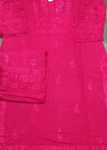 Pure Chikankari Lakhnowi Rayon Kurti Set