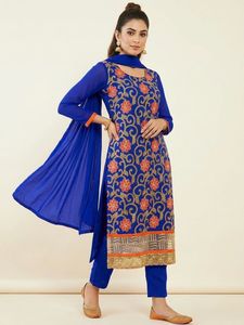 Pakistani Royal Blue Embroidered Ethnic Suit Set –
