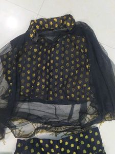 A Black Pretty Lengha With Stylish Blouse