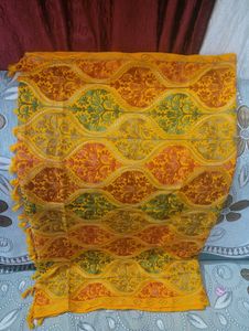 Embroidered Yellow Pashmina Stole.