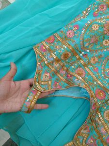 Stunning Blue Sharara Set ( Margin available )