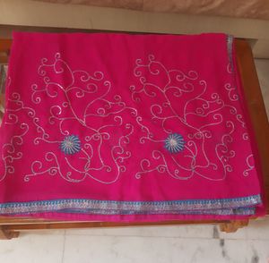 Pink Embroidered Saree