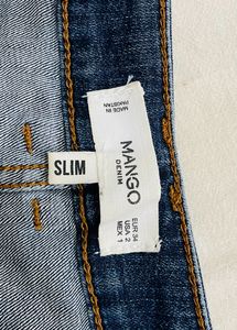 MANGO Ripped Blue Jeans