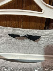NUON Grey Sparkle Striped Sweater