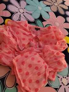 Pink Polka Dot Top