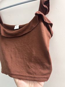 Pretty Ribbed Top -  Brown 🤎✨