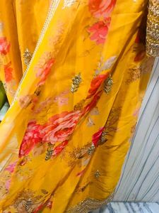 Elegant Yellow Floral full length dress