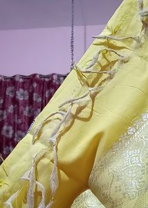 Lemon Yellow Mysore Silk Saree With Silver Jaree
