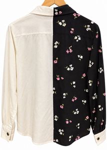 Two-Tone Floral Print Button-Up Shirt