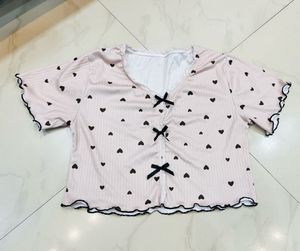 SAVANA Cute Heart Print Pajama Set
