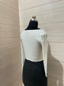 MANGO White Knit Mini Dress