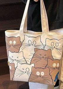 Cute Cat Print Tote Bag