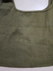 Trendy Olive Ribbed Square Neck Crop Top