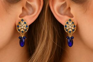 Elegant Blue Gemstone Dangle Earrings WITH FREE 🎁