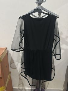 Chic Black Sheer Sleeve Top