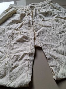 New Cream Embroidered Palazzo Pants_waist upto 42