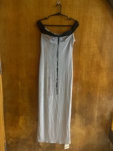 Grey Off-Shoulder Maxi Dress