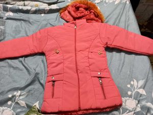 New Pink Winter Jacket with Fur Hood