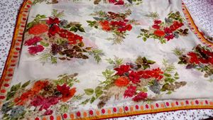Floral White Saree