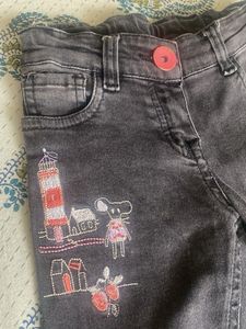 Max Black embroidered Jeans with adjustable waist