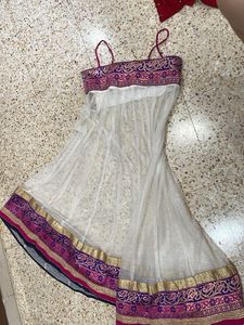 Beautiful White & Pink Net Gown