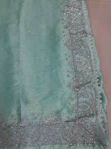 Beautiful Sequined Teal Saree