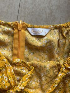 Yellow Floral Puff Sleeve Dress