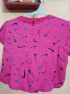 Pink Nike All-Over Print Cropped T-Shirt