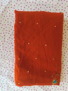 Elegant Red &amp; Green Embellished Saree