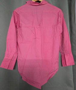 Bright Pink Oversized Button-Up Shirt