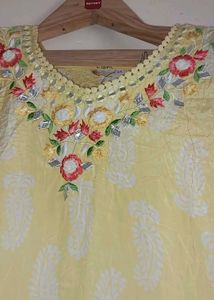 Yellow Kurta Set with White Pants