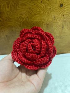 Red Crochet Rose Hair Clip
