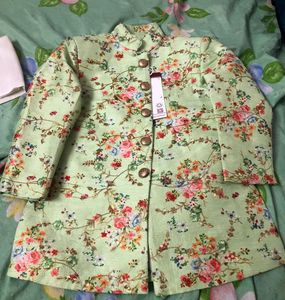 Boys Printed Ethnic Jacket and Pants Set