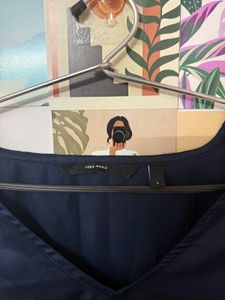 Elegant Navy Blue Wrap Top