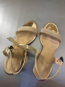 Sparkling Gold Wedge Sandals