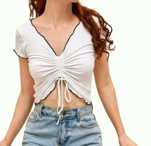Cute White Tie-Front Top