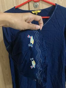 Blue Kurta with Embroidered Toy Motifs