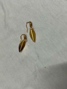 Gold Leaf Earrings with Stones