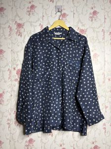 Navy Polka Dot Button-Up Shirt