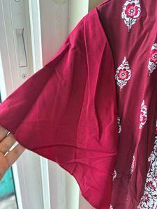 Burgundy Printed Dress 👗