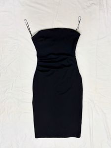 H&amp;M Black Strapless Midi Dress