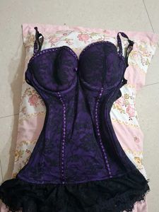 goth Purple &amp; Black Lace Corset Top